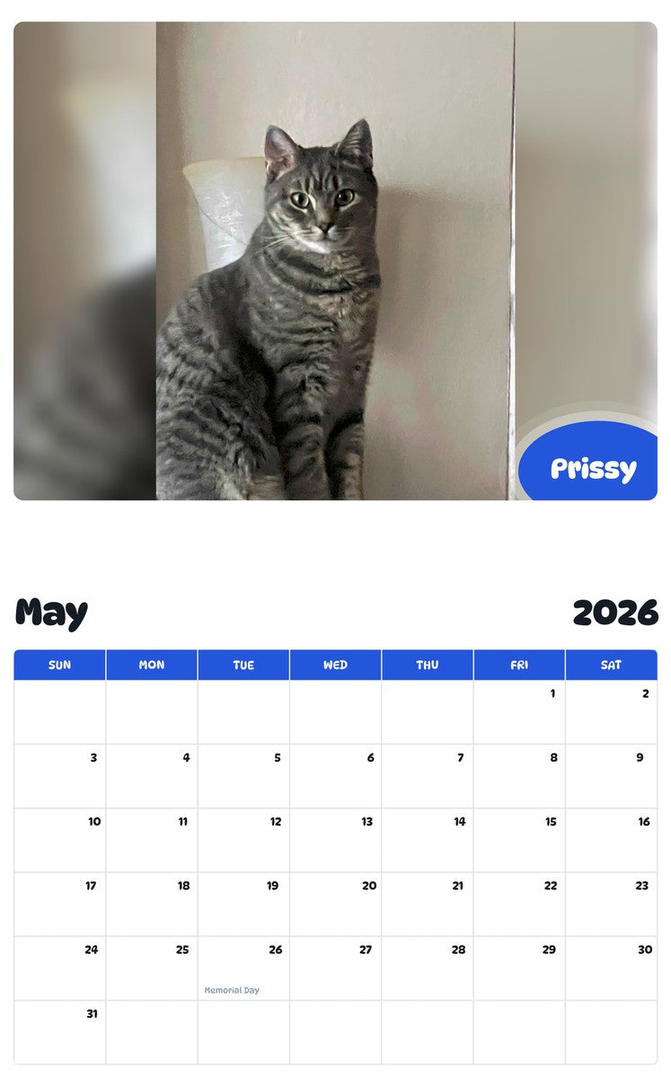 2026 - 2027 Prissy - Pawidols Pet Calendar
