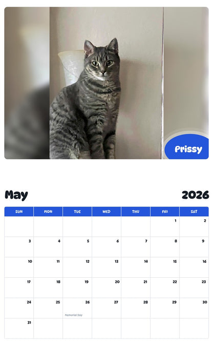 2026 - 2027 Prissy - Pawidols Pet Calendar