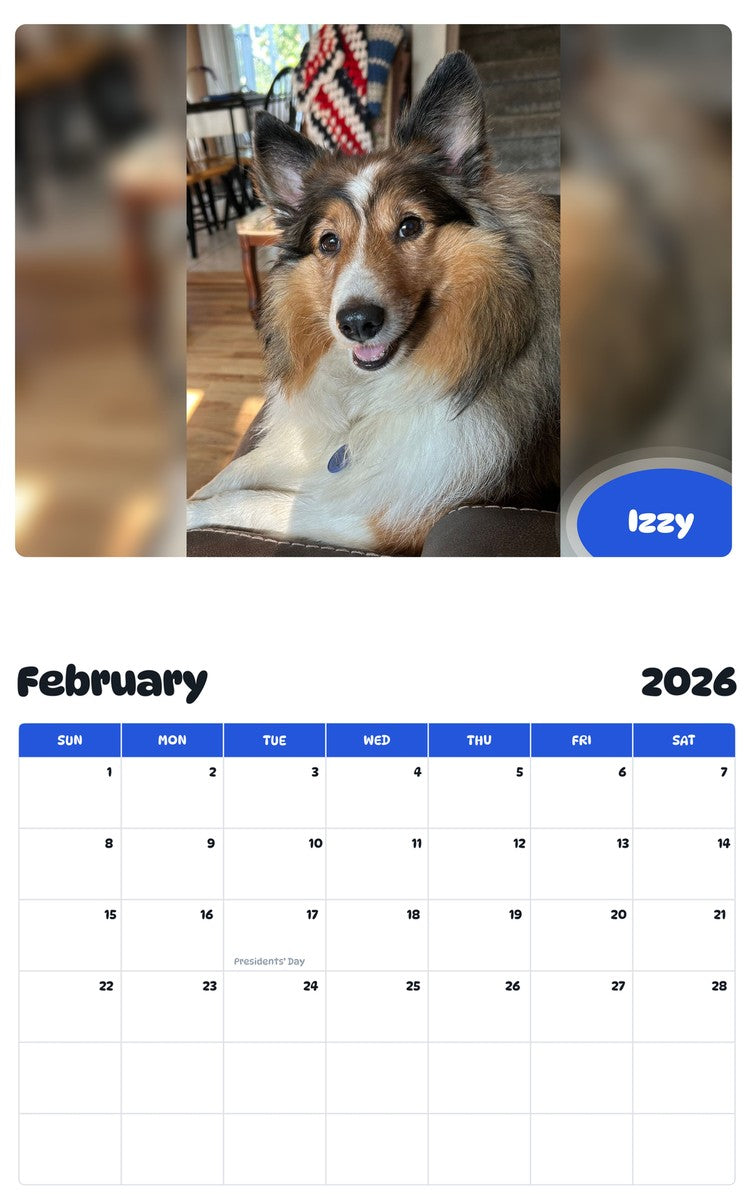 October 2025 - September 2026 Izzy - Pawidols Pet Calendar