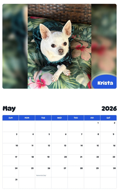 2026 - 2027 Krista - Pawidols Pet Calendar