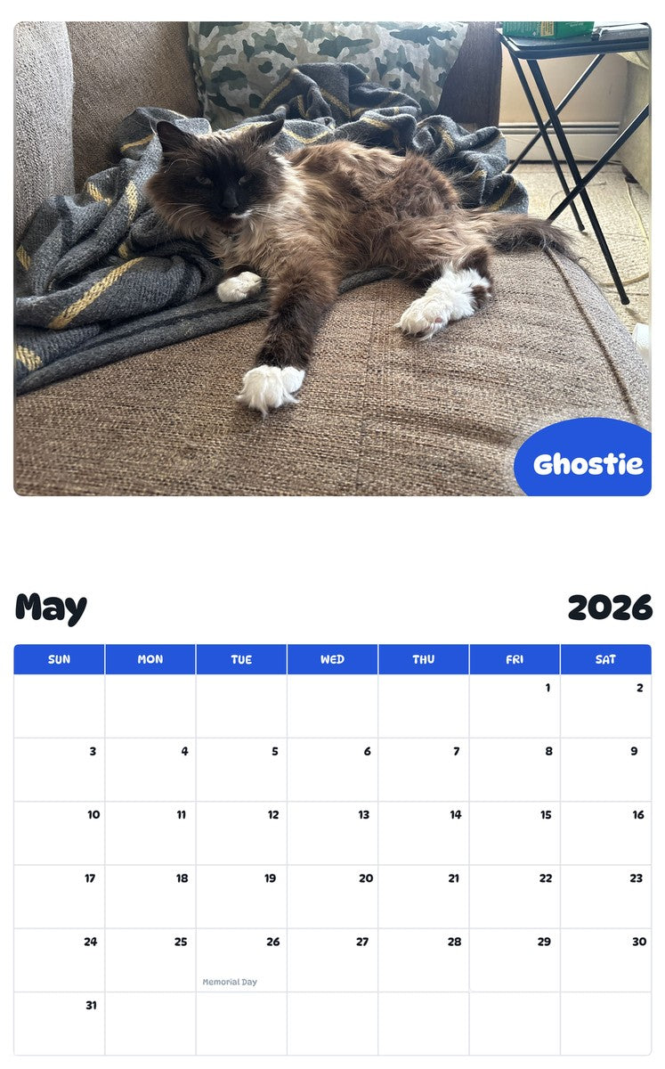 2026 - 2027 Ghostie - Pawidols Pet Calendar
