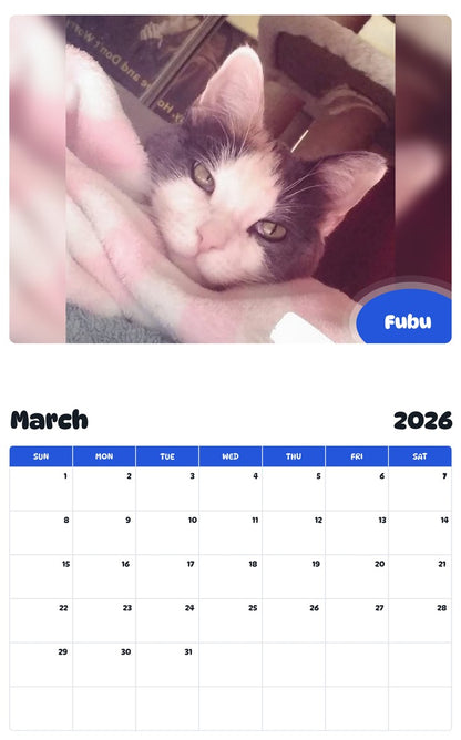 November 2025 - October 2026 Fubu - Pawidols Pet Calendar