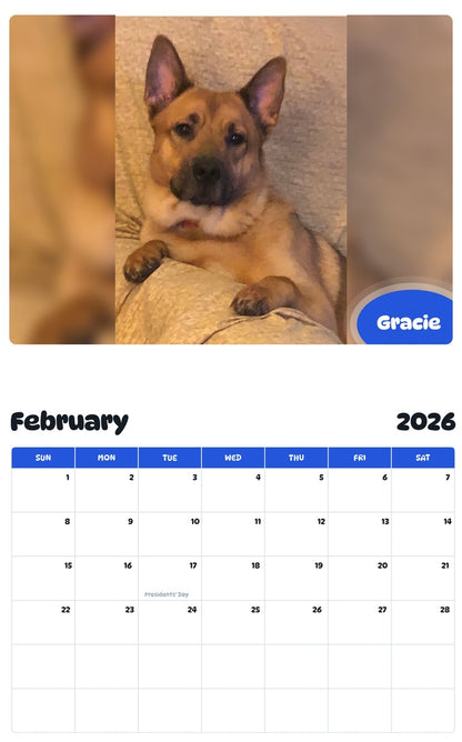 October 2025 - September 2026 Gracie - Pawidols Pet Calendar