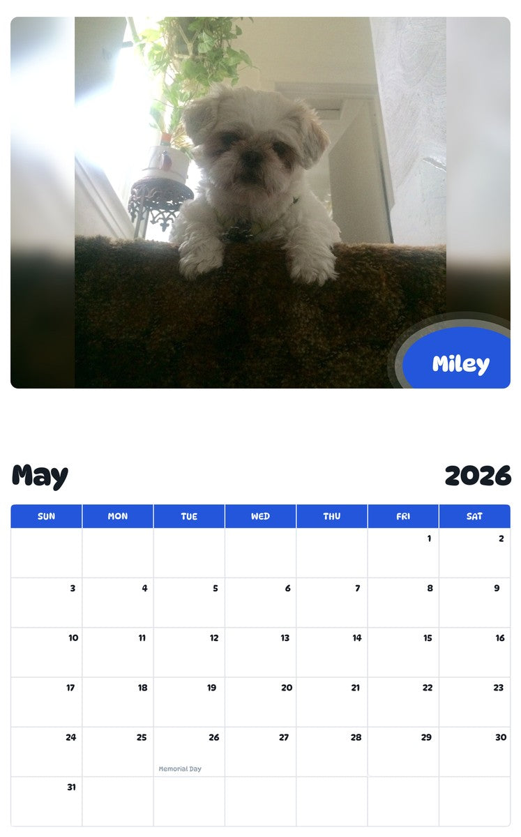 2026 - 2027 Miley - Pawidols Pet Calendar