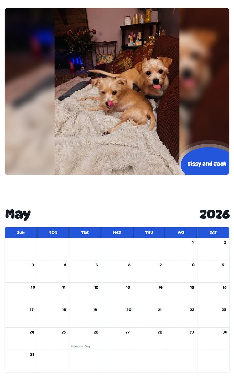 2026 - 2027 Sissy and Jack - Pawidols Pet Calendar