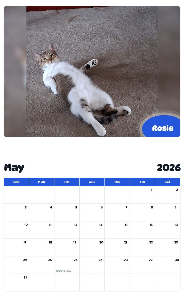 2026 - 2027 Rosie - Pawidols Pet Calendar