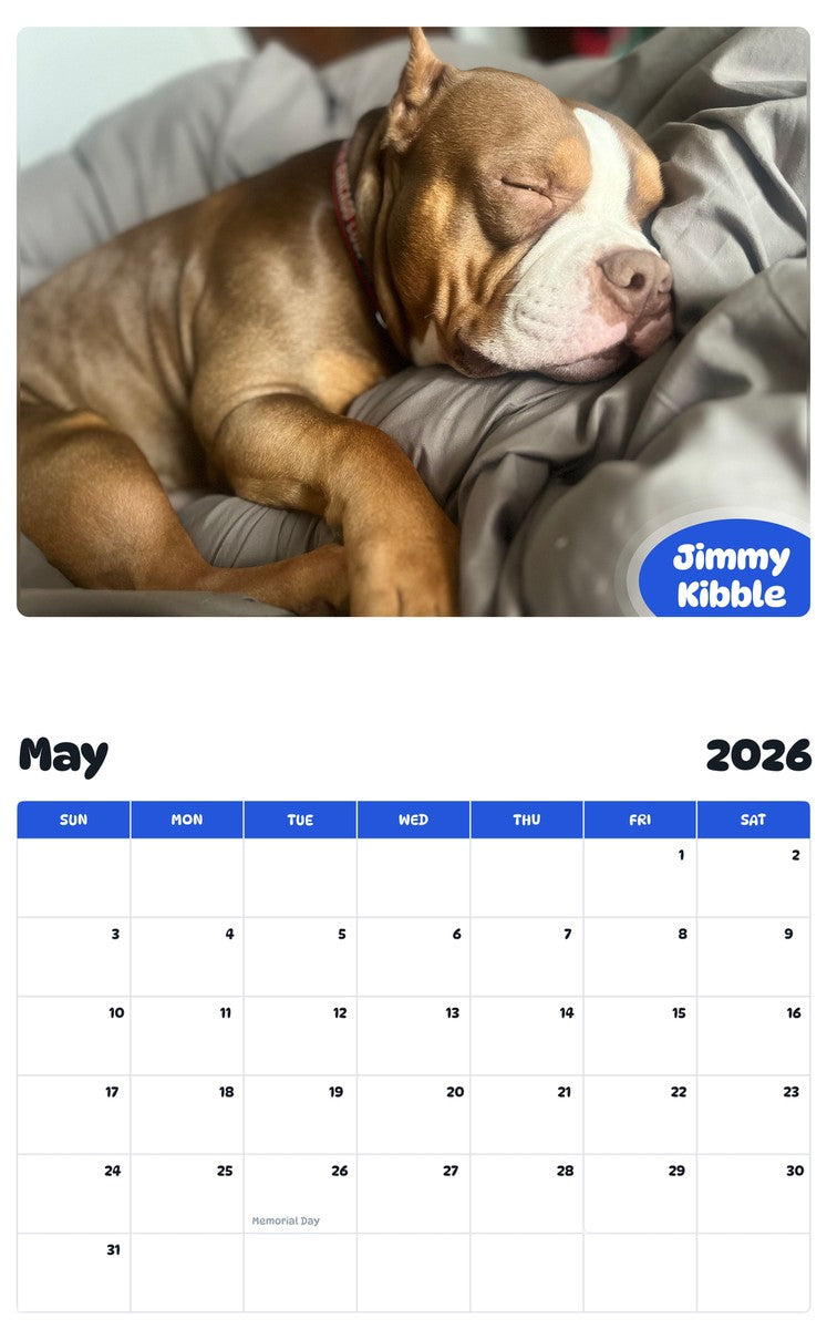 2026 - 2027 Jimmy Kibble - Pawidols Pet Calendar