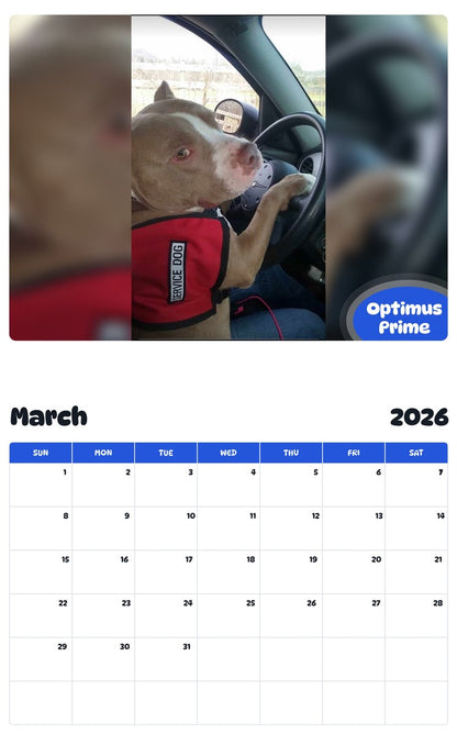 November 2025 - October 2026 Optimus Prime - Pawidols Pet Calendar