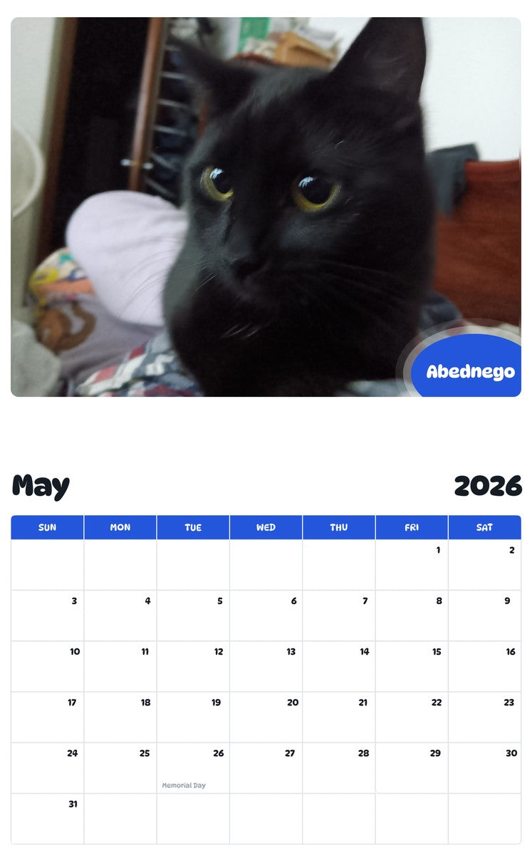 2026 - 2027 Abednego - Pawidols Pet Calendar