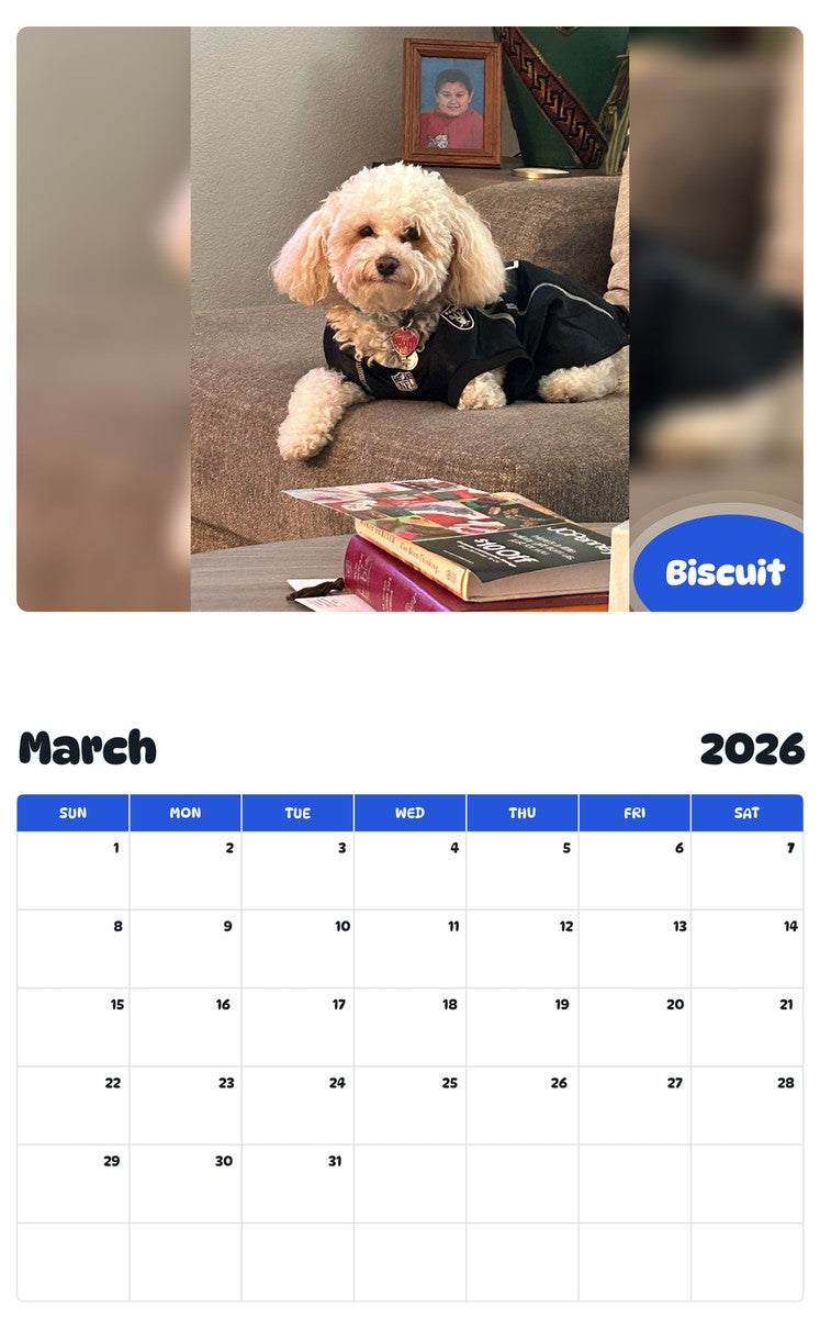November 2025 - October 2026 Biscuit - Pawidols Pet Calendar