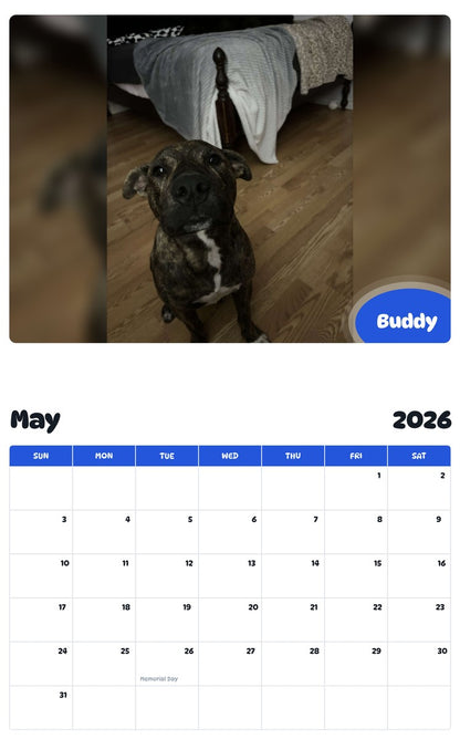 2026 - 2027 Buddy - Pawidols Pet Calendar