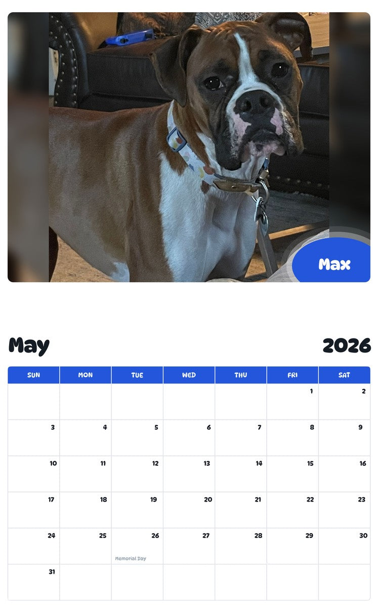 2026 - 2027 Max - Pawidols Pet Calendar