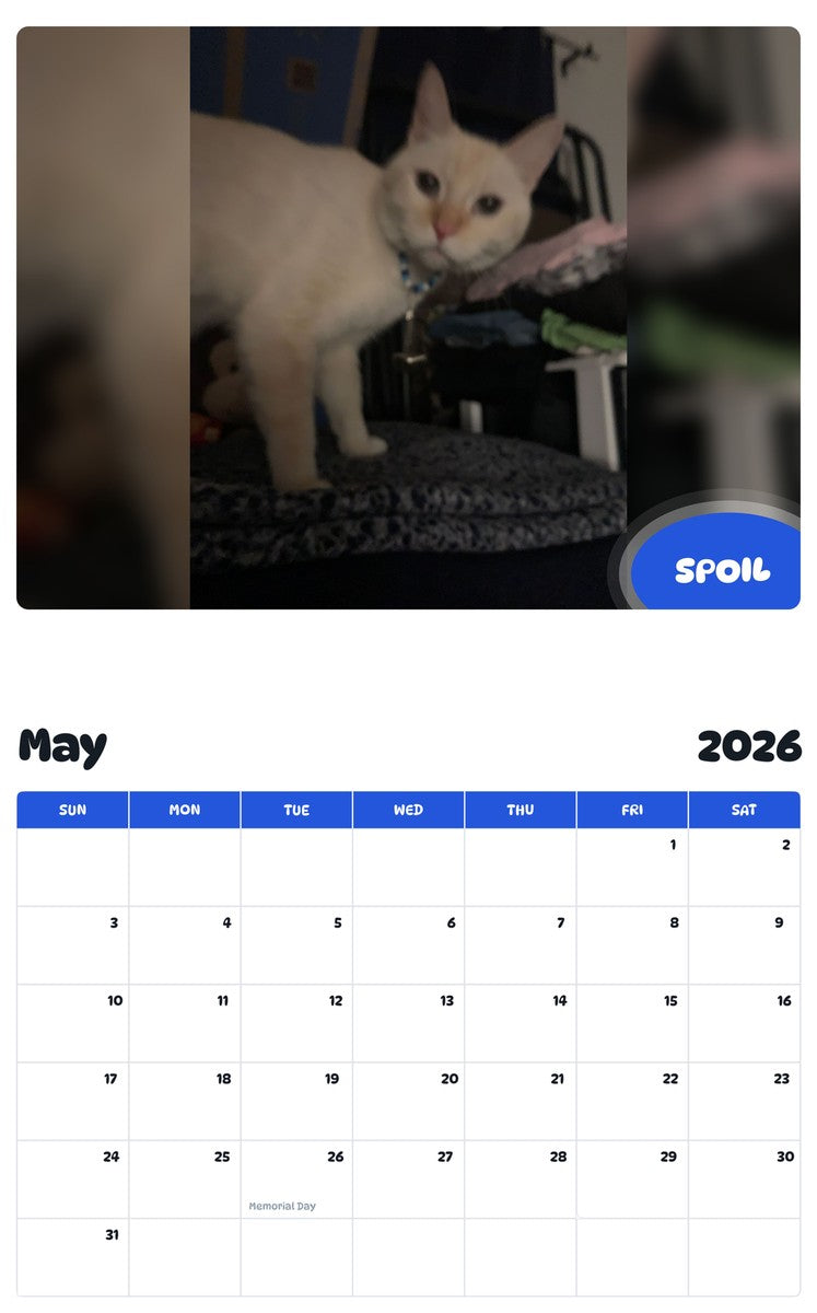 2026 - 2027 SPOIL - Pawidols Pet Calendar