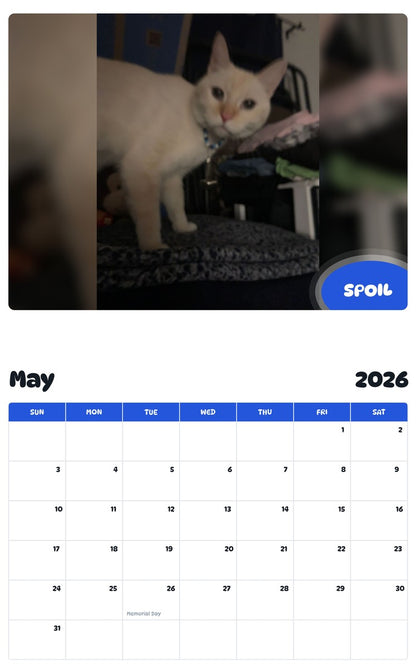 2026 - 2027 SPOIL - Pawidols Pet Calendar
