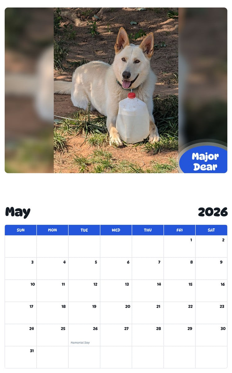 2026 - 2027 Major Dear - Pawidols Pet Calendar