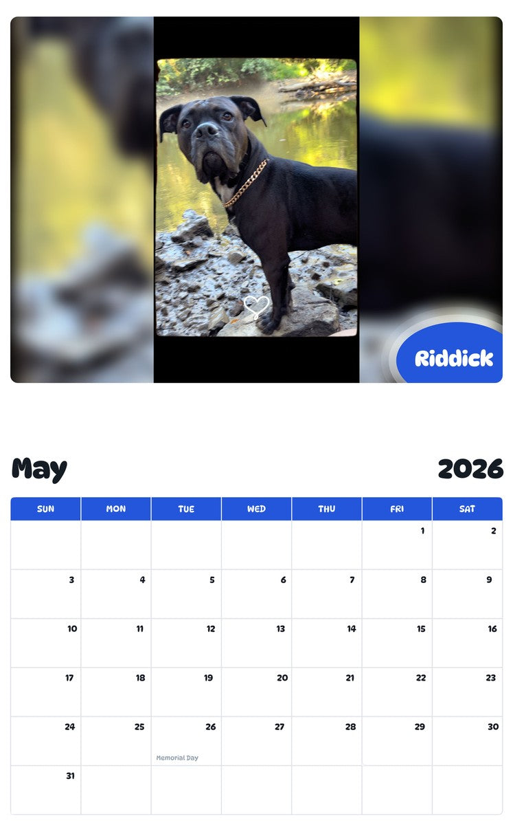 2026 - 2027 Riddick - Pawidols Pet Calendar