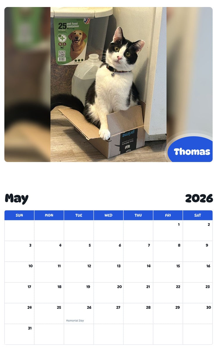 2026 - 2027 Thomas - Pawidols Pet Calendar