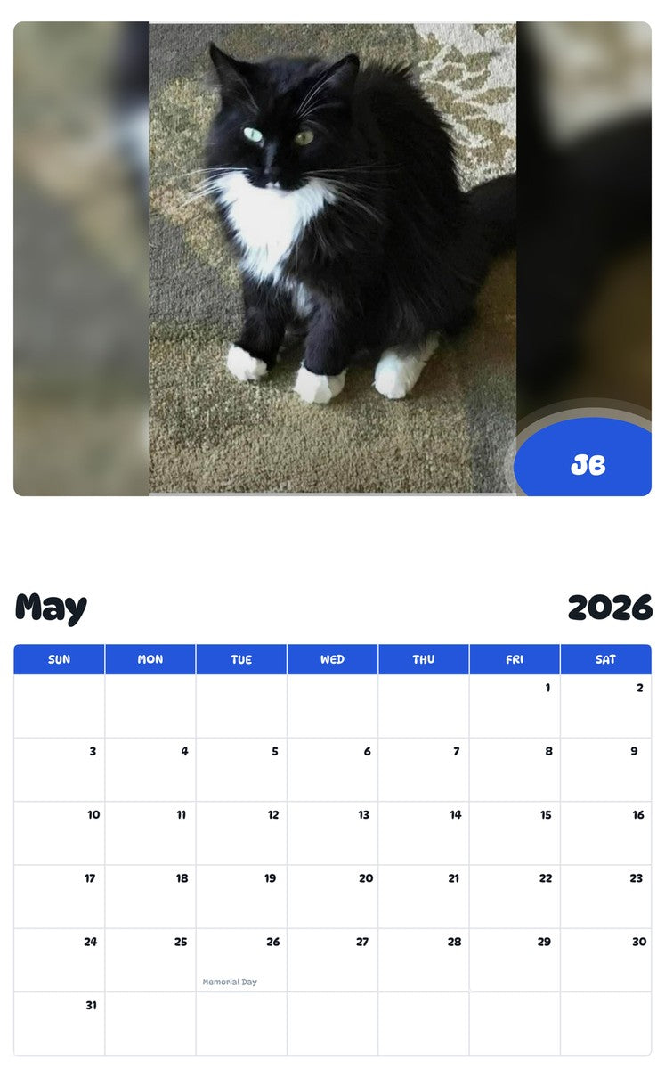 2026 - 2027 JB - Pawidols Pet Calendar