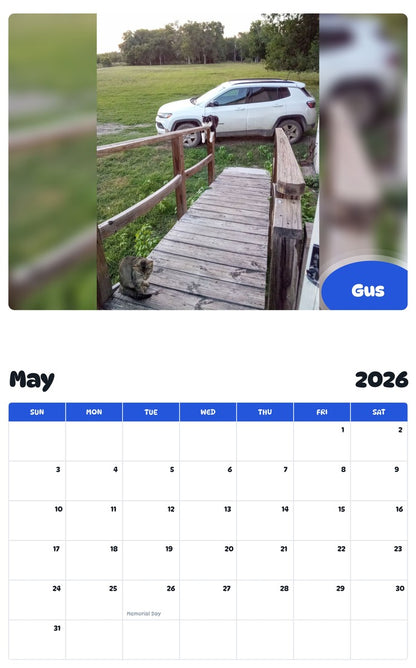 2026 - 2027 Gus - Pawidols Pet Calendar