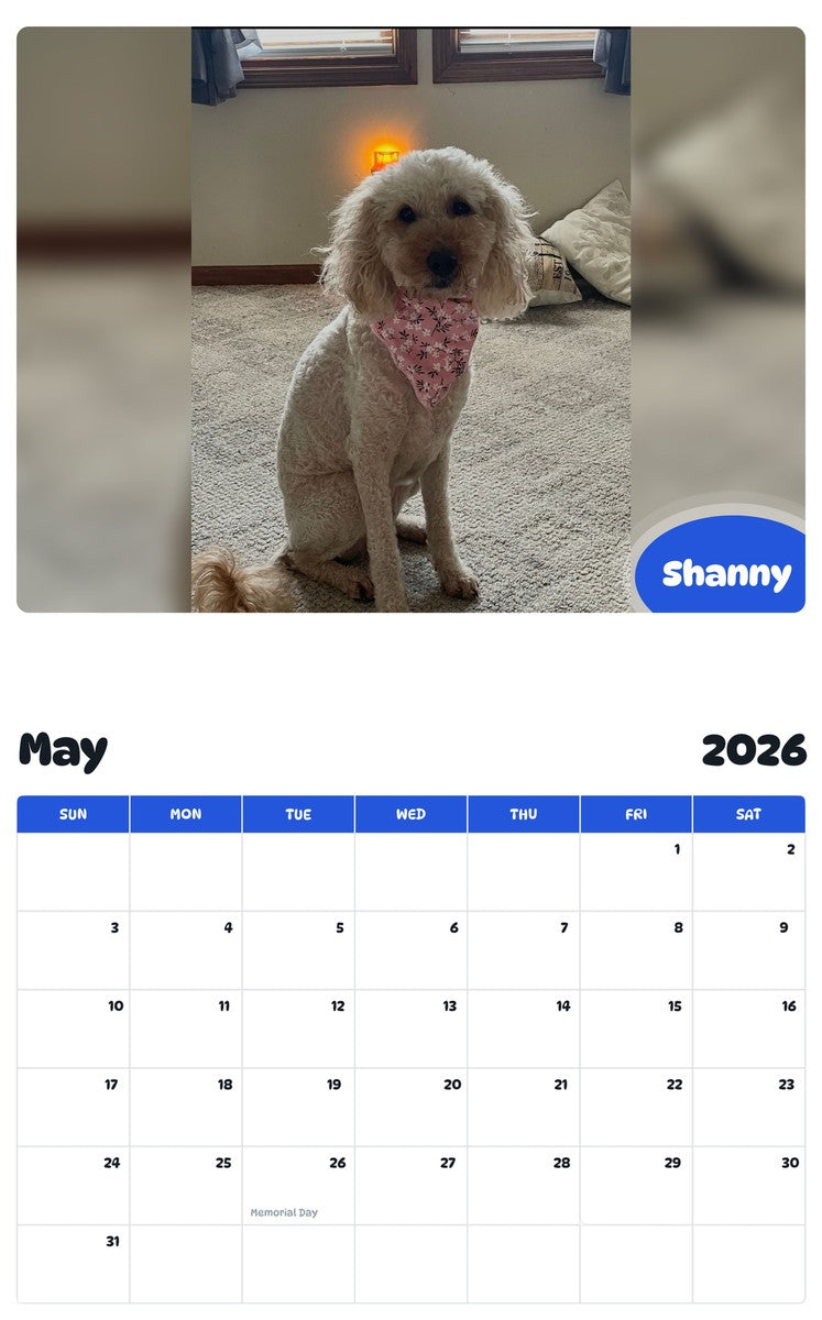 2026 - 2027 Shanny - Pawidols Pet Calendar