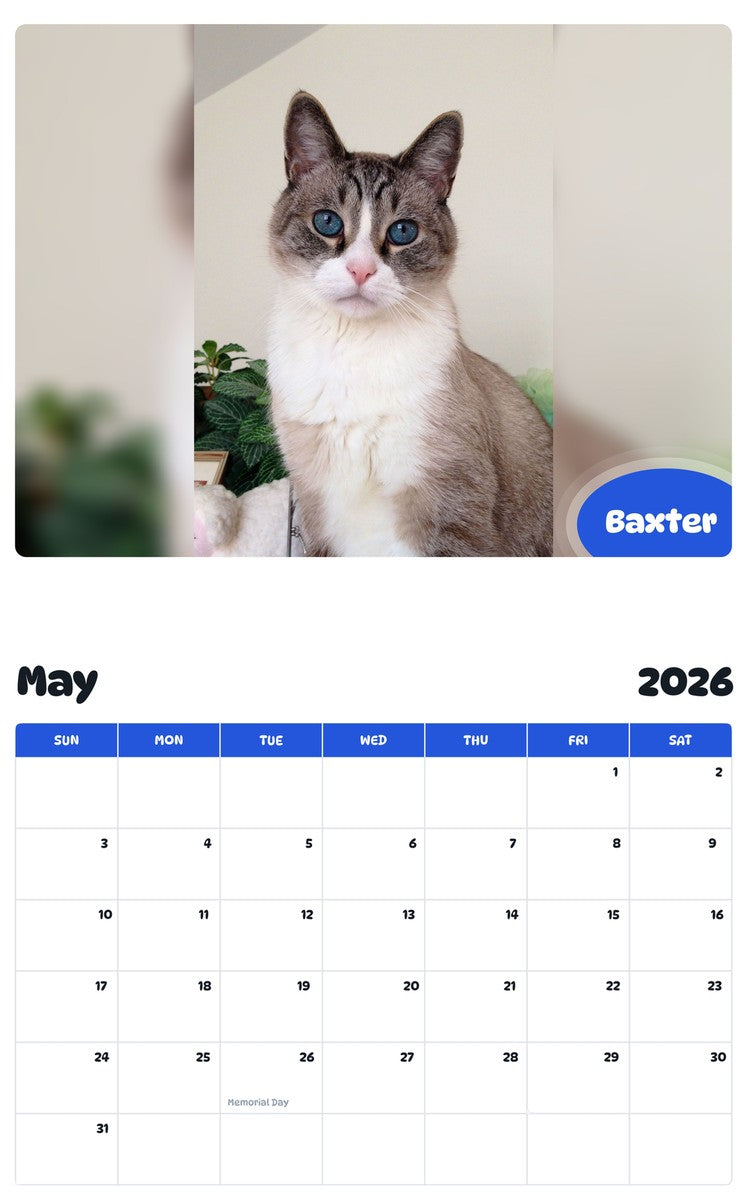 2026 - 2027 Baxter - Pawidols Pet Calendar