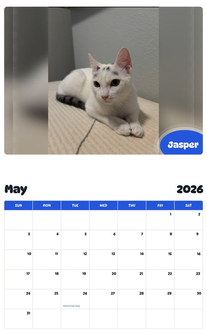 2026 - 2027 Jasper - Pawidols Pet Calendar