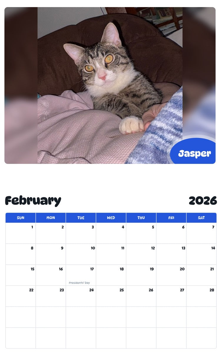 October 2025 - September 2026 Jasper - Pawidols Pet Calendar