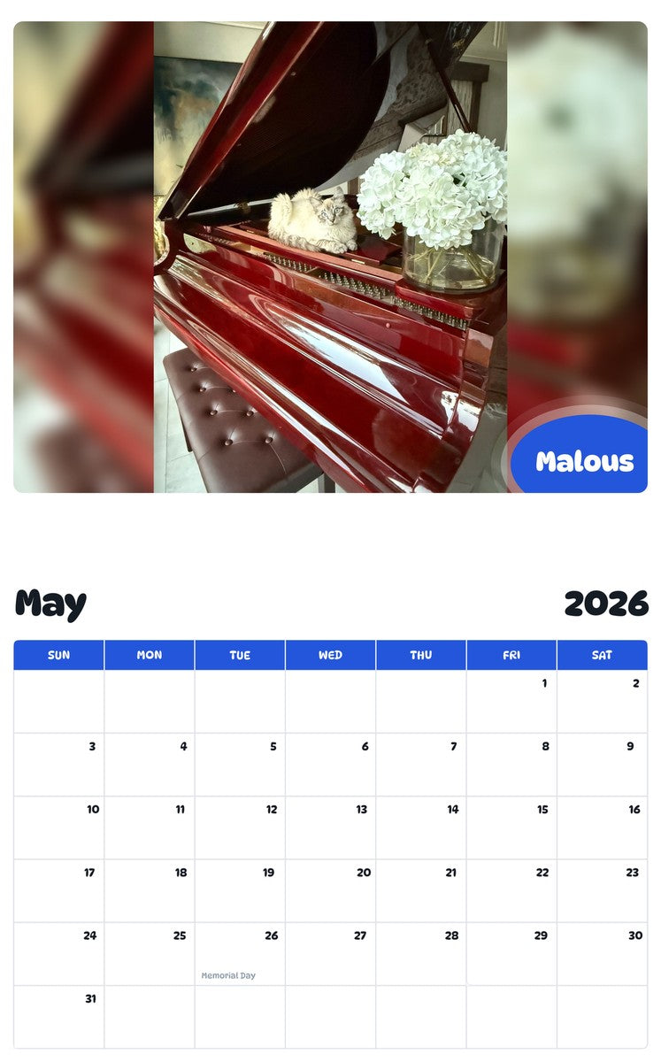 2026 - 2027 Malous - Pawidols Pet Calendar