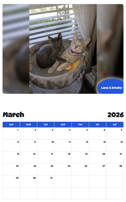 November 2025 - October 2026 Luna & Smoky - Pawidols Pet Calendar