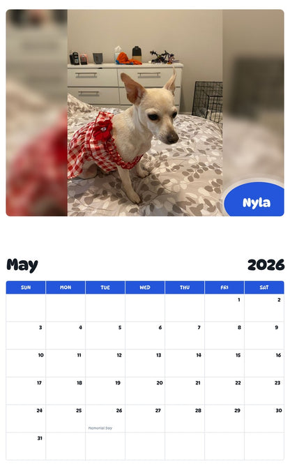 2026 - 2027 Nyla - Pawidols Pet Calendar
