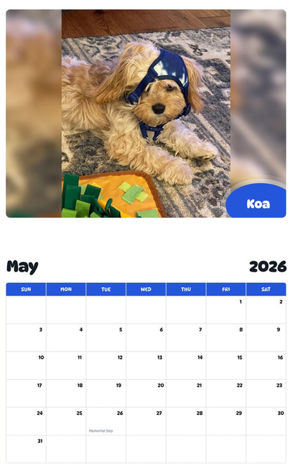 2026 - 2027 Koa - Pawidols Pet Calendar