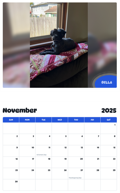 July 2025 - June 2026 Bella - Pawidols Pet Calendar