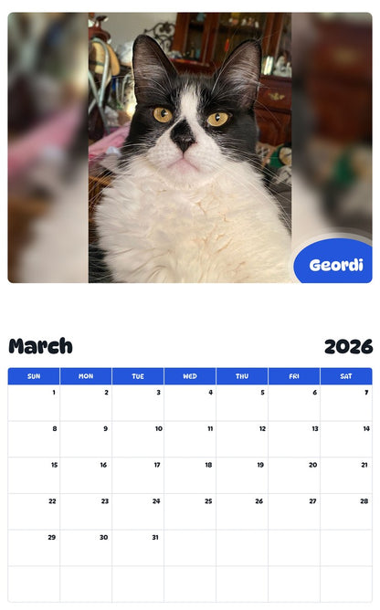 November 2025 - October 2026 Geordi - Pawidols Pet Calendar