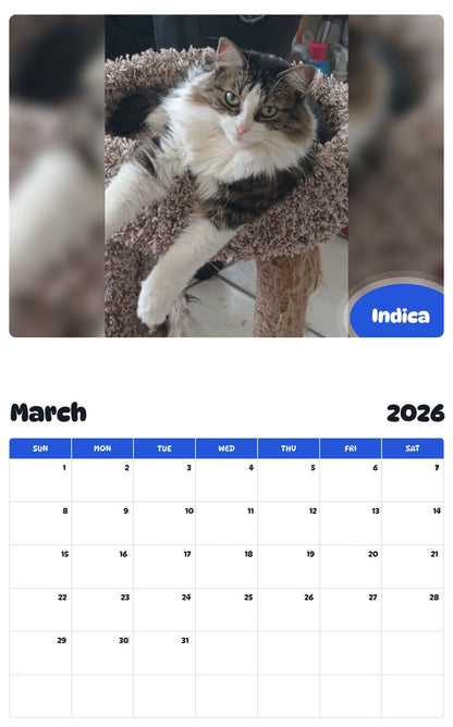 November 2025 - October 2026 Indica - Pawidols Pet Calendar