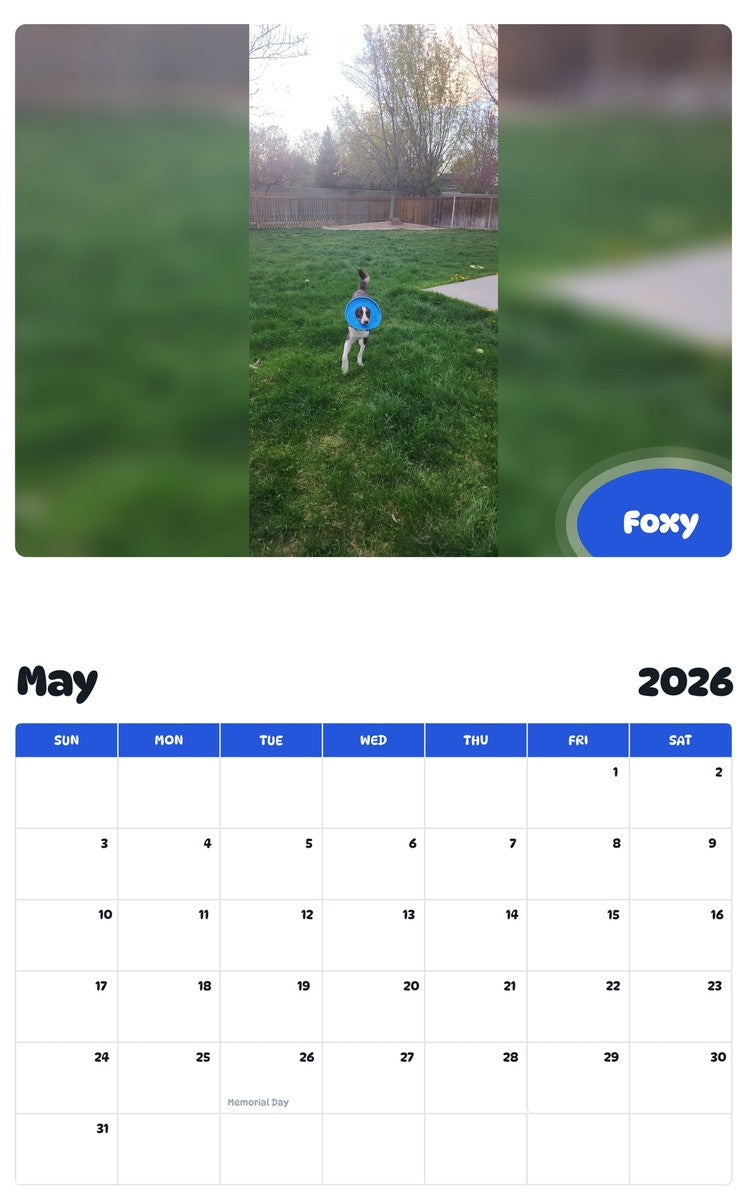 2026 - 2027 Foxy - Pawidols Pet Calendar