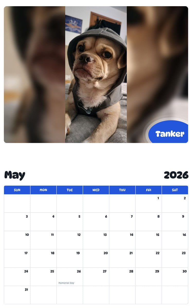 2026 - 2027 Tanker - Pawidols Pet Calendar