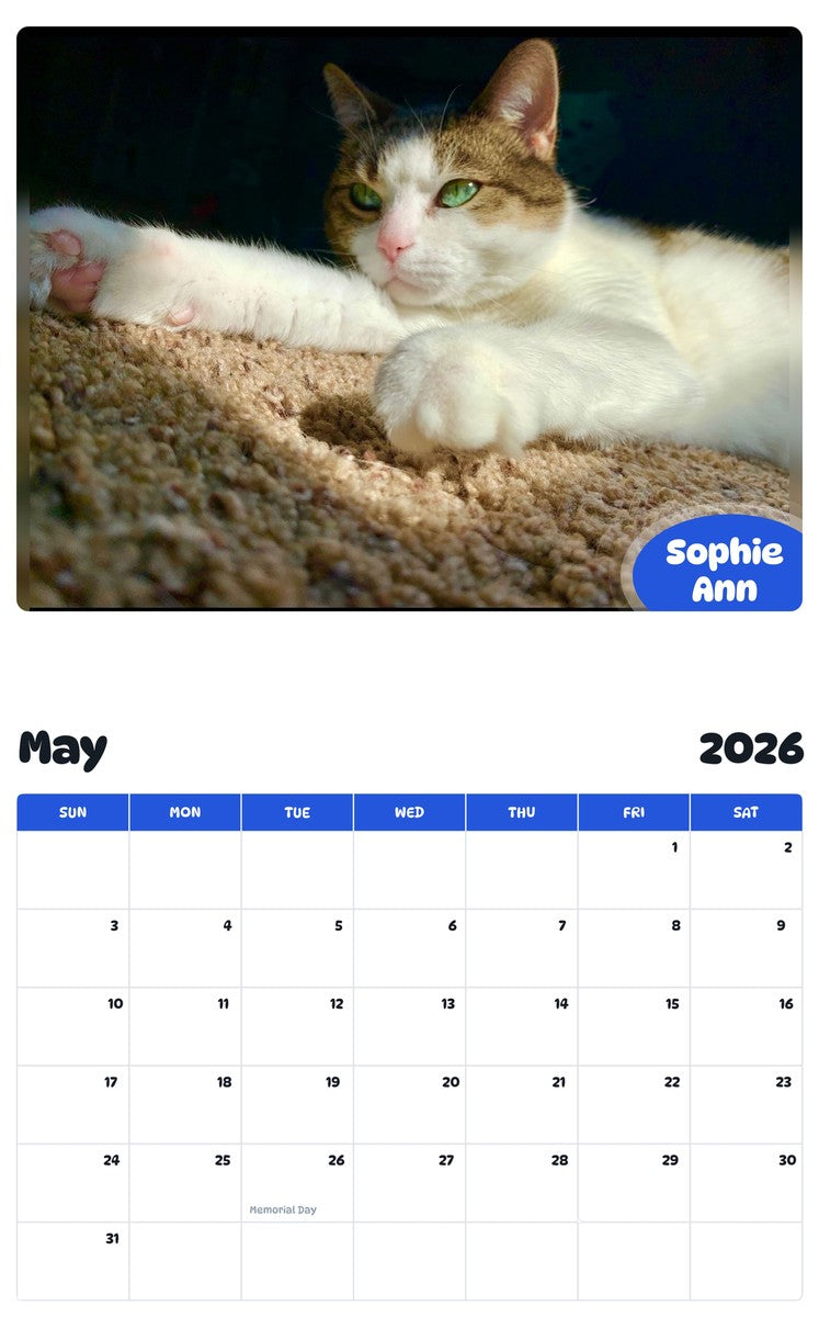 2026 - 2027 Sophie Ann - Pawidols Pet Calendar
