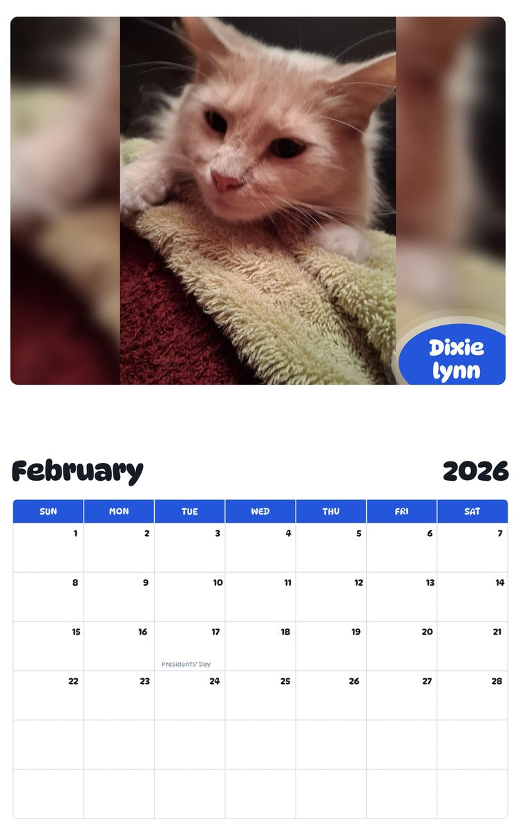 October 2025 - September 2026 Dixie lynn - Pawidols Pet Calendar