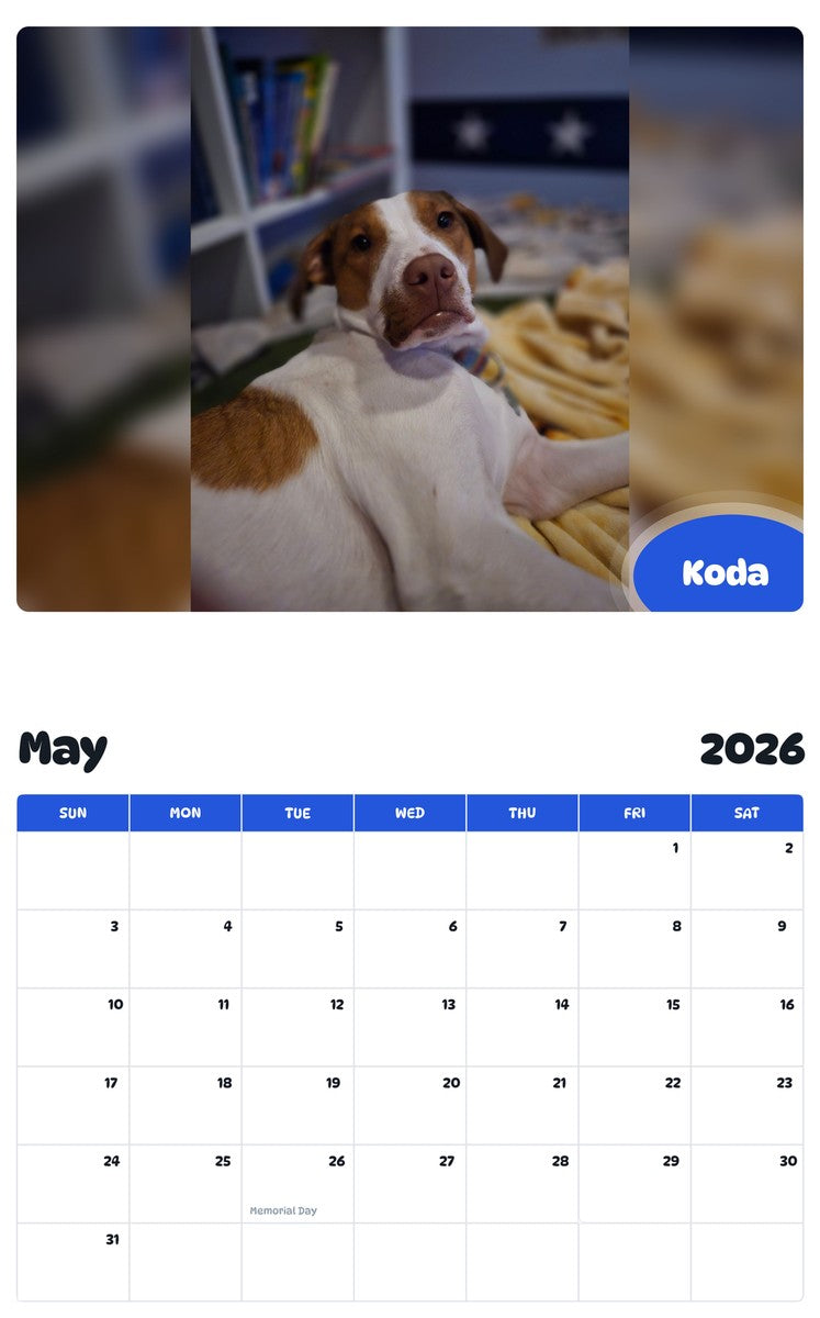 2026 - 2027 Koda - Pawidols Pet Calendar