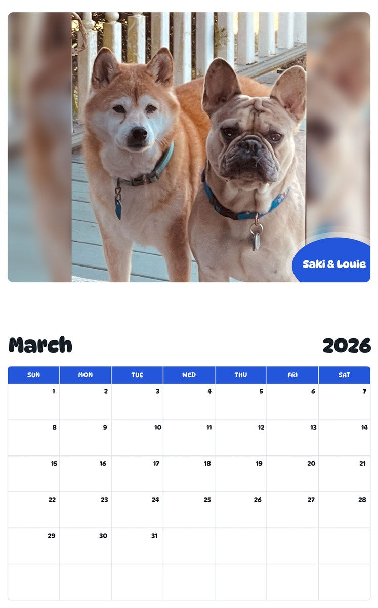 November 2025 - October 2026 Saki & Louie - Pawidols Pet Calendar