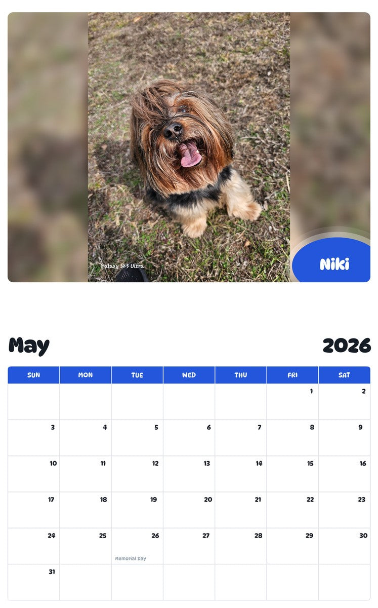 2026 - 2027 Niki - Pawidols Pet Calendar