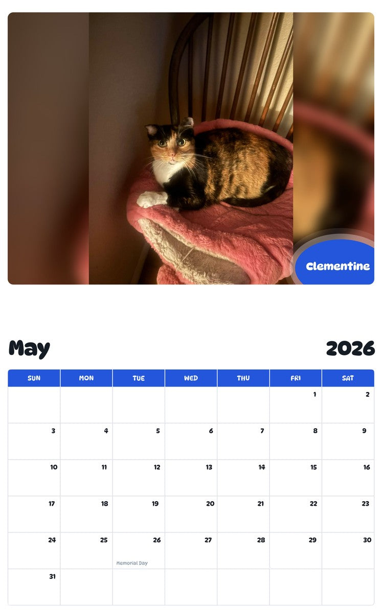2026 - 2027 Clementine - Pawidols Pet Calendar