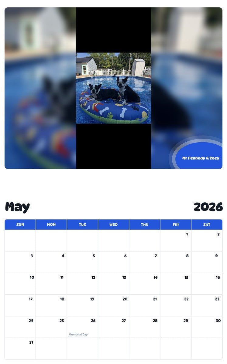 2026 - 2027 Mr Peabody & Zoey - Pawidols Pet Calendar
