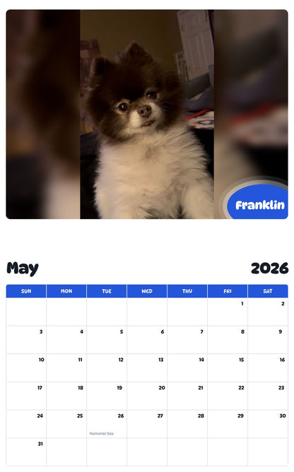 2026 - 2027 Franklin - Pawidols Pet Calendar