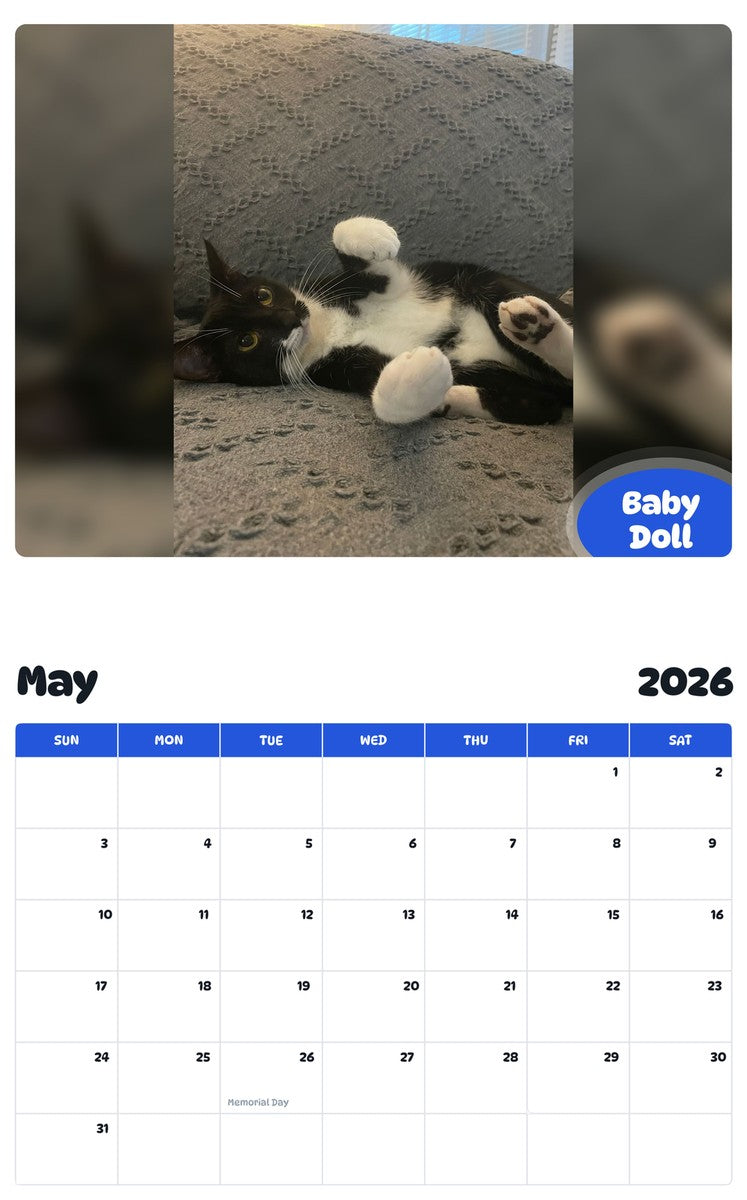 2026 - 2027 Baby Doll - Pawidols Pet Calendar