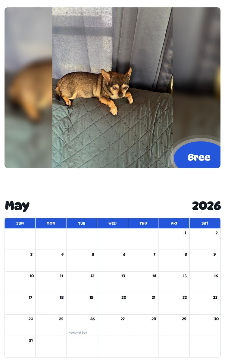 2026 - 2027 Bree - Pawidols Pet Calendar