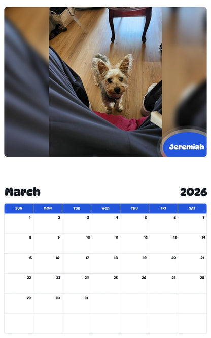 November 2025 - October 2026 Jeremiah - Pawidols Pet Calendar