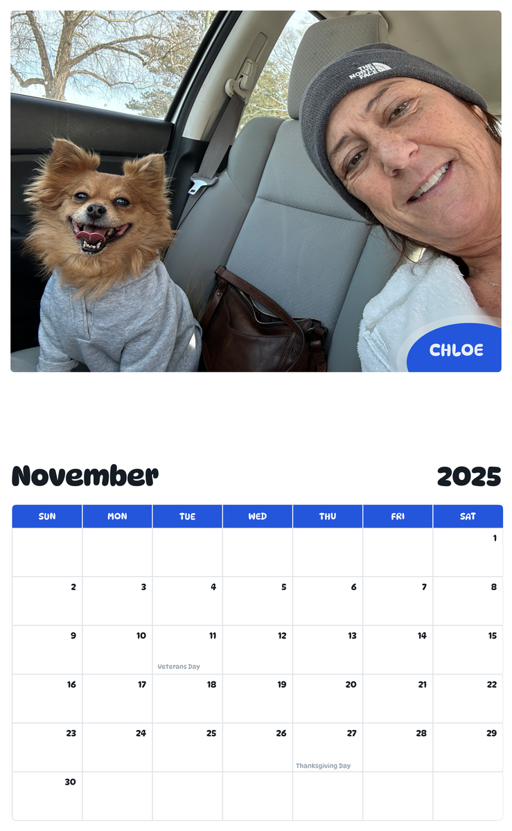 July 2025 - June 2026 Chloe - Pawidols Pet Calendar