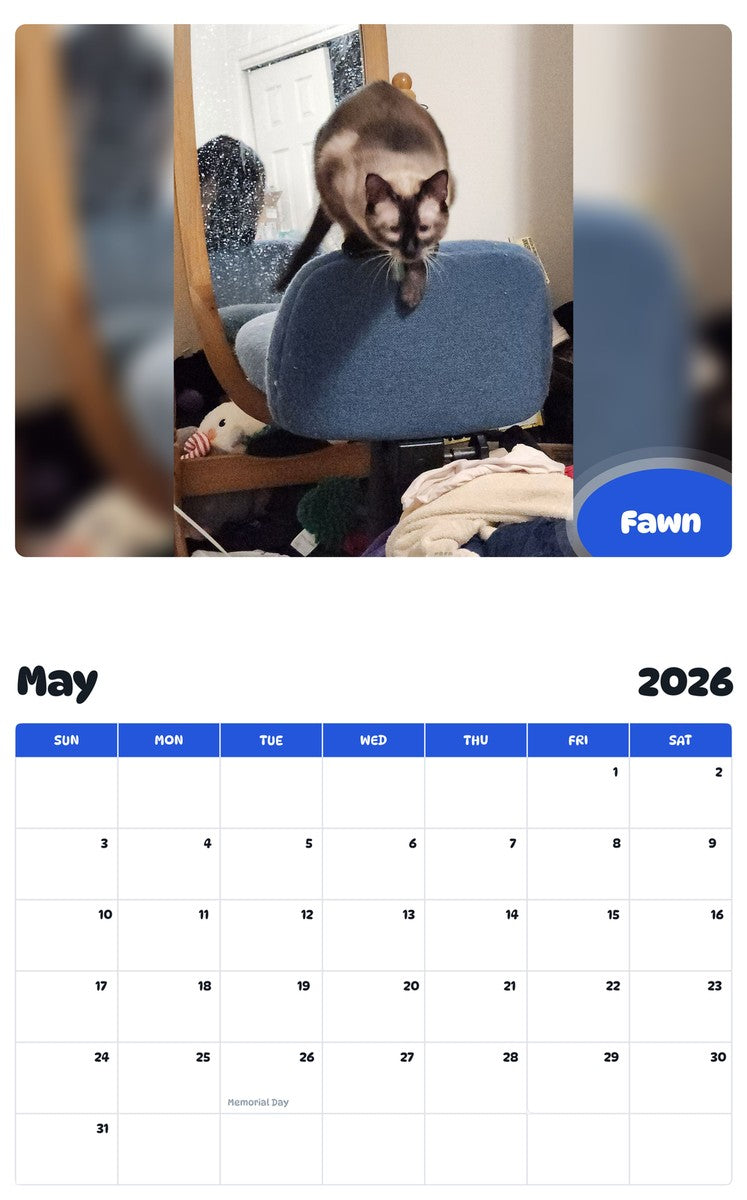 2026 - 2027 Fawn - Pawidols Pet Calendar