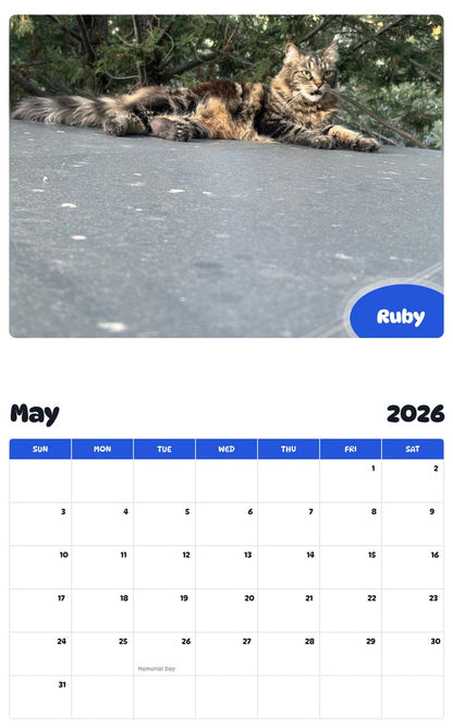 2026 - 2027 Ruby - Pawidols Pet Calendar